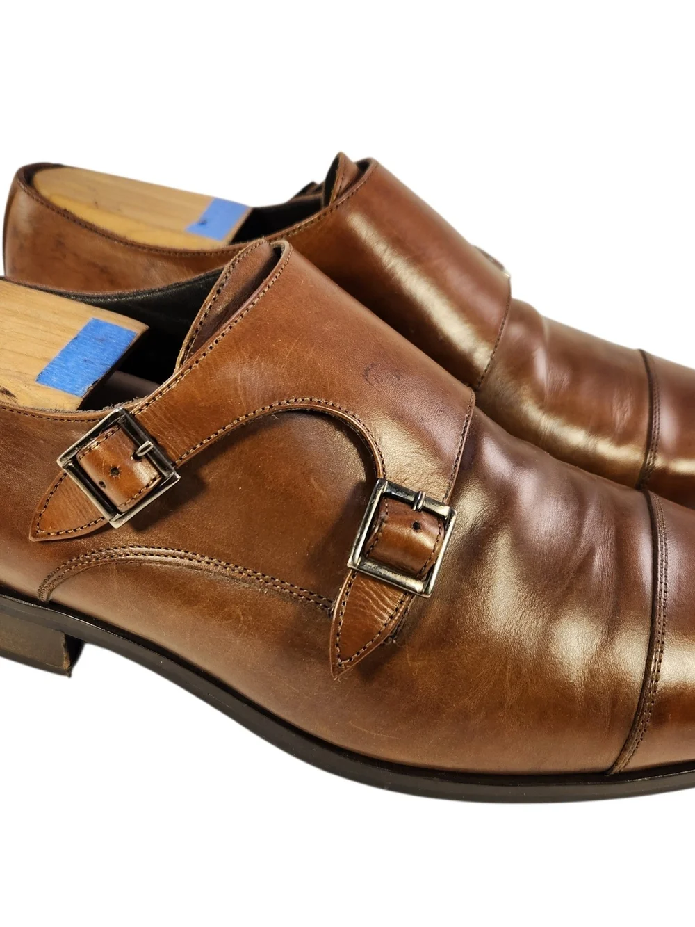TO BOOT NEW YORK ADAM DERRICK DOUBLE MONK STRAPS MEN SHOES BROWN CAPTOE SZ 8.5
